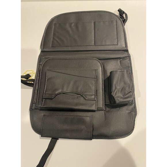 Back Organizer With Foldable Tray Multifunctional Blk PU Leather Storage - Picture 1 of 7